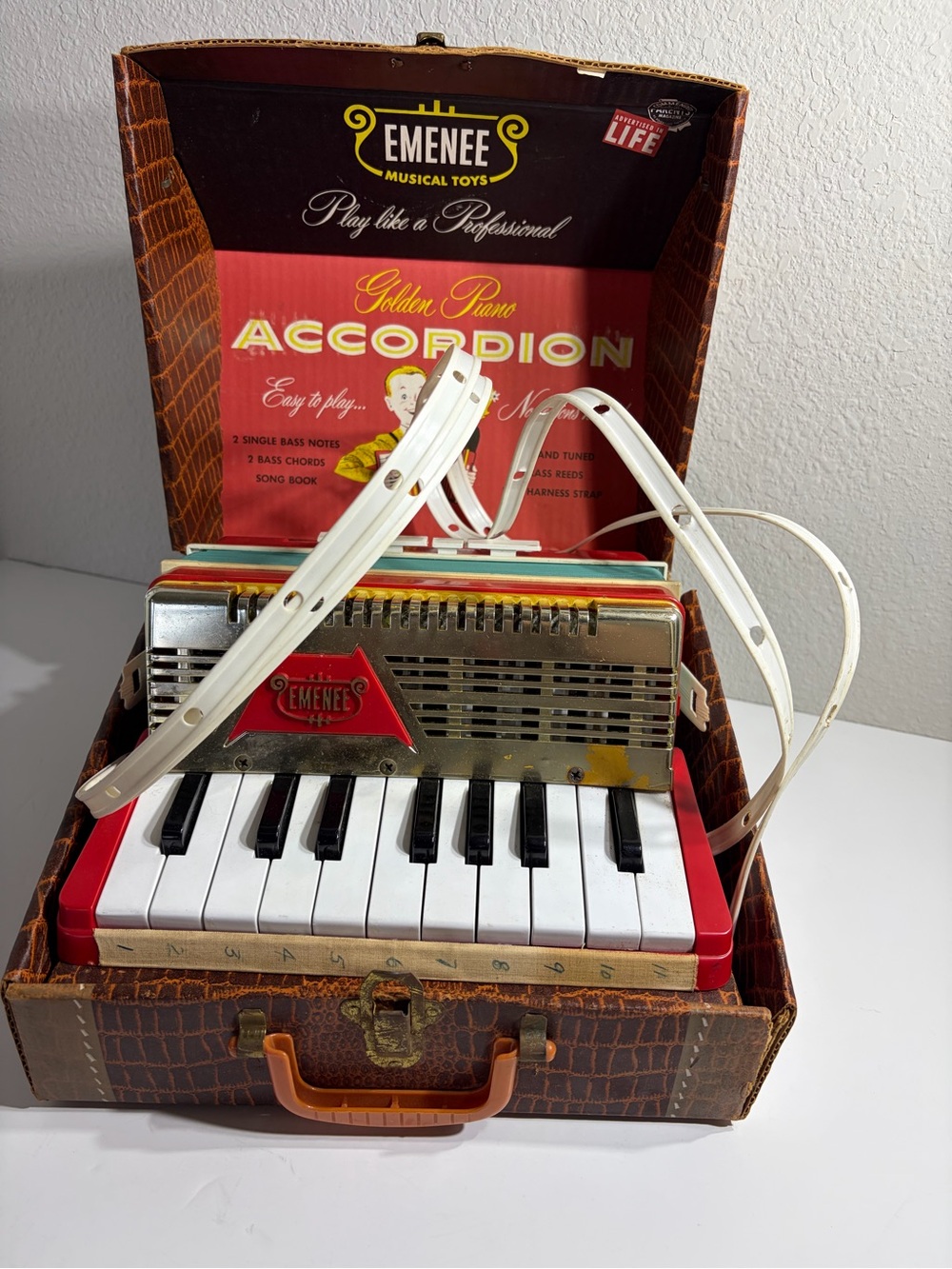 Vintage Emenee Golden Piano Kids Accordion Toy